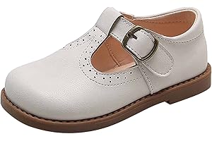 HAOLEI Baby Girls Boys T Bar Mary Jane Flat School Shoes Close Toe Strappy Shoe with Adjustable Strap Toddler Girl Leather Upper Rubber Sole Flats Size 5.5-11.5 UK Child