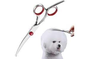 DONOONIS Ciseaux Toilettage Chien,Ciseaux Toilettage Chien Professionnel,Ciseaux Courbés pour Animaux de Compagnie avec Bout Rond de Sécurité pour Animaux,pour Couper les Poils de Chiens et Chats