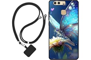 Sunrive Funda Compatible con Huawei P9 Plus,Slim Fit Gel Mate Carcasa Case Bumper de Impactos y Anti-Arañazos Espalda Cover (Mariposa,Flor)+1 X Correa Universal