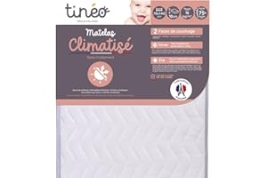TINÉO - Matelas Climatisé 70x140x10cm - Matelas Bébé - Climatisé - 1 Face Été - 1 Face Hiver - Sans Traitement - Densité 20 kg/m3 - Fabriqué En France