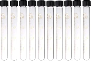 SKYPRO 10 tubos de centrífuga de 20 ml, tubos de ensayo de vidrio graduado con tapas de rosca, tubos de ensayo de calibración resistentes a altas temperaturas