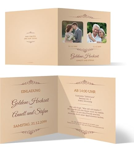 Silberhochzeit Einladungskarten Mit Zeitsprung-Motiv – Individuell Mit 2 Fotos (damals & Heute) – Klappkarten Aus 300g/qm Papier