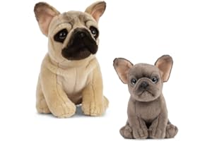 Nature-AN496 Peluche de perro y cachorro Living Nature, Color brown & grey, paquete (Keycraft AN496 , color/modelo surtido