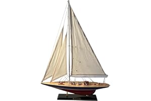 THORNESS Modello dettagliato in legno lungo 50 cm Endeavour J Class Sailing Yacht | Americas Cup Racing Yacht | Ornamento nautico | modello di barca a vela | Modello di barca a vela Endeavour | Kit modello di