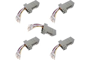 PENGLIN 5 adaptadores DB9 hembra a RJ45 modular, DB9 a RJ45, adaptador Ethernet hembra