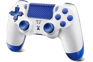 Glitfix Wireless Controller für PS-4, Game Controller kompatibel mit PS-4/Pro/Slim/PC Gamepad mit Turbo/Zurück Taste/Dual Vibration/6-Achsen Gyro Sensor/Touchpanel(Blau)