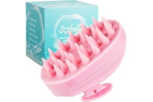 SOFMILD Scalp Massager, Soft Silicone Shampoo Scrub Brush for Clean, Wet and Dry Hair Head Massager, Reduce Dandruff, Massage Scalp, Promote Hair Growth, Pink