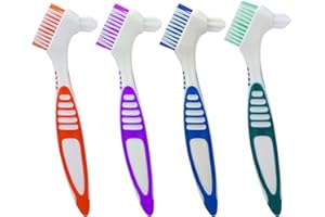 Giantree Prothesenzahnbürste, 4 Stück Prothesenbürsten Zahnersatzbürste mit Doppelkopf Zahnbürste mit Mehrschichtigen Borsten Zahnprothesen