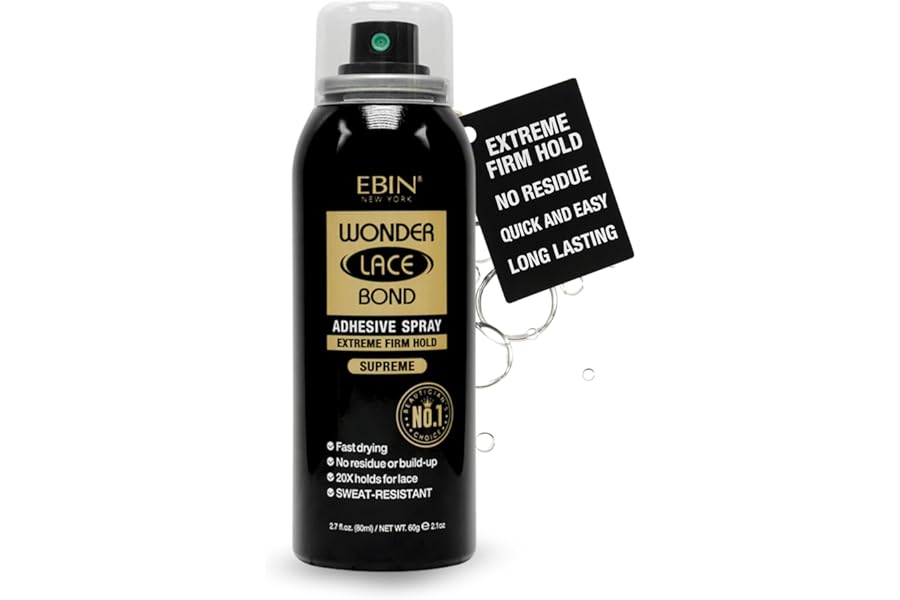 EBIN New York Wonder Lace Bond Adhesive Spray - Supreme Extreme Firm Hold 80ml | Fast Drying, No Residue, No Build Up, Powerful All-Day Hold, Daily Wig Application