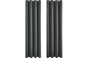 Deconovo Rideaux Occultants Isolant Thermique Anti Froid, Design Moderne à Oeillets, Rideaux pour Salon et Chambre, 140x220 CM (Largeur x Hauteur), Gris Foncé, 2 Pièces