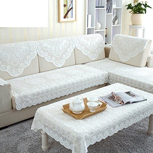Thickened Sofa Towel/Lace Sofa Towel/Solid Color Back Scarves/Hand Towel/White,Coffee Table,Tablecloth-A 70x140cm(28x55inch)