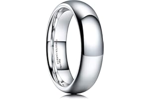 King Will Basic Men's 4mm 6mm 8mm High Polished Comfort Fit Domed Tungsten Carbide Ring Silver Black Wedding Band