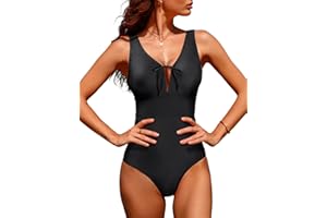 Svanco Costume Intero da Donna Costume da Bagno Scollo a V Profondo Regolabile Sexy Swimwear Elegante Striscia Multiway Imbottito Push Up Beachwear Monokini