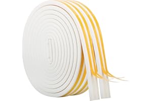 AIDEGER Taśma uszczelniająca do drzwi, okien, samoprzylepna, izolacja akustyczna, taśma uszczelniająca (9 mm x 6 mm / 20 m, biała)