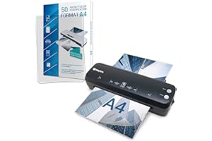 Plastifieuse A4 A5 A6 A7 Pro Rapide à Chaud et à Froid jusqu’à 2x125 microns Pack avec 50 Pochettes A4