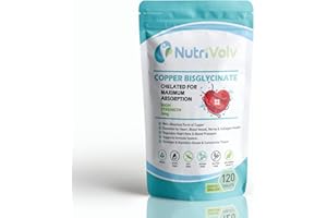 NUTRIVOLV Copper Bisglycinate 3mg Vegan Chelated Cu for Healthy Heart and Improved Immune System, UK Made Pills for Men and Women - 120 Tablets