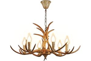 MINUS ONE Geweih Kronleuchter mit Antler Decken Leuchte lampe/luster antike Schlafzimmer Lichter Licht antiken Jane Wohnzimmer leuchtet Korridor Vintage-Stil Harz Hirsch Horn (6 Lichter)