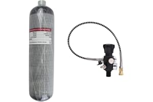 TUXING Tanque de aire Pcp de 4500 psi, tanque de aire de fibra de carbono de 3 L, 30 pies cúbicos / 4500 PSI, aprobado por la CE, sistema de aire comprimido PCP Paintball con válvula reguladora