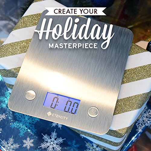 Etekcity 5KG/11lb Digitale Küchenwaage, Digitalwaage, Elektronische Waage, Briefwaage Feinwaage mit 30% größerer Plattform Edelstahloberfläche, Beleuchtetes Display, Silber - 2