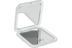 Fantasia Miroir de Poche carré - Plastique Blanc - Double Face - Grossissement Normal - 7X - 8,5 x 8,5 cm - Miroir Pliant Pratique