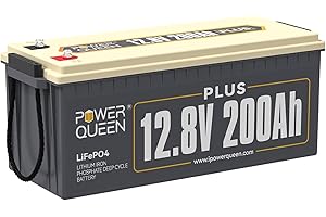 ‎POWER QUEEN Power Queen 12V 200Ah Plus LiFePO4-Batterie, 200A BMS, 2560Wh, bis 15000 Zyklen, langlebiger Lithium-Akku für Wohnmobil, Solar, Off-Grid, Boot & Marine