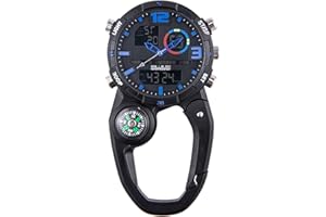 VOSO Carabiner Watch Luminous Clip on Quartz Watch Compass, Glow in The Dark Clip On Unisex Pocket Backpack Buckle Belt Watch for Doctors Chefs Outdoor Climbing