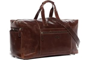 SID & VAIN Torba podróżna z prawdziwej skóry Bristol, rozm. XXL, duża torba sportowa, weekendowa, męska, 65 cm, XXL - brązowy, XXL, torba podróżna