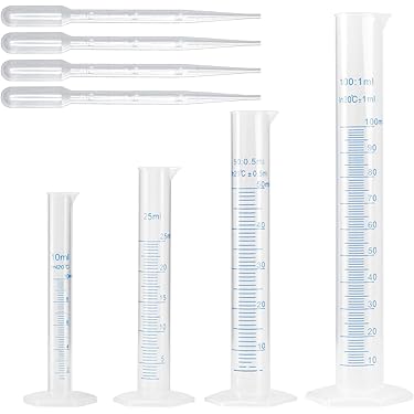 Set 4 Cilindri Graduati In Plastica - 10, 25, 50, 100 Ml Per Laboratorio O Cucina - Foto 9