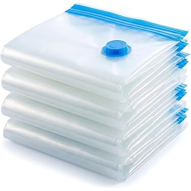Lot de 4 Housses de Rangement Sous Vide Étanches - Transparent - Sac Lot de 4 Housses de Rangement Sous Vide Étanches - Transparent - Sac