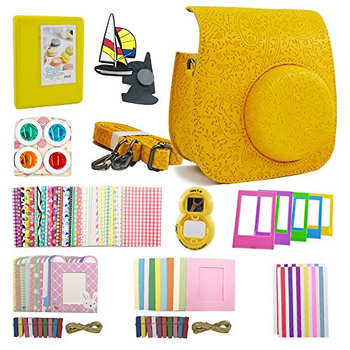 Shaveh Accesorios para Fujifilm Instax Mini 8 / Mini 9 Accesorios, Juego de cámara 11 en 1 (Amarillo)