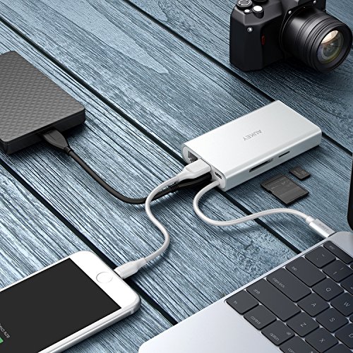 Más Barato AUKEY Hub USB C HDMI 4k, Ranuras para SD & Micro SD,
Ethernet 1000 Mbps, 2 USB 3.1 Puertos, Puerto USB C de Carga 100W, VGA
Adaptador Multipuerto para MacBook Pro 2017/2016, iMac 2017 etc.
(Plata) Descuento