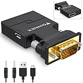 FOINNEX VGA auf HDMI Adapter mit Audio, VGA zu HDMI Konverter Alter PC zu TV Monitor, 1080p VGA Stecker to HDMI Buchse Conver