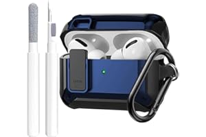 OTOPO Etui ochronne do AirPods Pro 2. / 1. generacji 2023/2022 z zestawem do czyszczenia, twarda obudowa ochronna etui do Apple AirPods Pro 2019 etui do ładowania czarny/niebieski