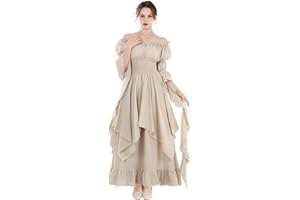 NSPSTT Renaissance Dress Medieval Costume Women Victorian Dress Gothic Dress Victorian Dresses for Women Medieval Dress Long Sleeves Dress for Halloween