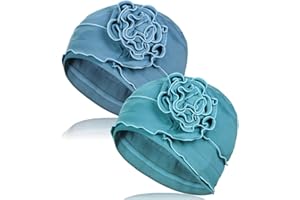 TSKNOMO 2 Stück Chemo-Kopfbedeckung aus Baumwolle, weiche Krebs-Kopfbedeckung, elastische Krebsmütze für Frauen mit Haarausfall