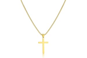 AFSTALR Collana con Croce da Uomo in Argento con Ciondolo Croce in Acciaio Inossibile con Croce Cristiana Gioilli per Uomini e Donne