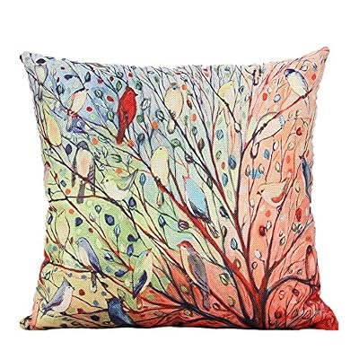 Hangood Housse de coussin Linge de coton Accueil Décoratifs Branches Fleurs 45cm x 45cm