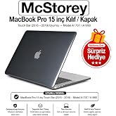 McStorey MacBook Pro 15 Kristal Şeffaf Kılıf A1707 A1990 Uyumlu Parlak Sert TPU Kılıf İnce Hafif Koruyucu Kapak 2016-2019 Siy