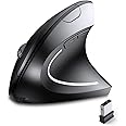 ASOYIOL Ergonomic Mouse Wireless,Rechargeable Ergonomic Mouse with USB Receiver, 6 Buttons 3 DPI 1000/1200/1600 Vertical Mouse for Desktop, Laptop,Computer Mouese Wireless(Right Hand,Black)