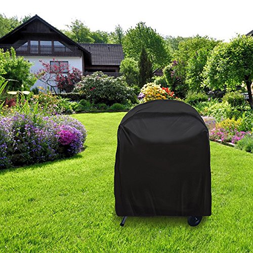 Jtdeal Rund Grillabdeckung, Wasserdicht Grill Abdeckhaube cover plane Schutzhülle für Weber, Brinkmann, Char Broil, Holland usw grill Kugelgrill gasgrill, 77 * 58cm, Schwarz - 6