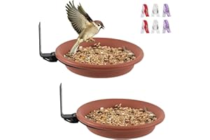 Dulynva 2 Pezzi Mangiatoia per Uccellini da Esterno Appendere Piccolo Abbeveratoio per Uccelli a Parete Distributore Cibo Mangiatoia per Uccelli Selvatici per Giardino, Prato, Balcone (Marrone)
