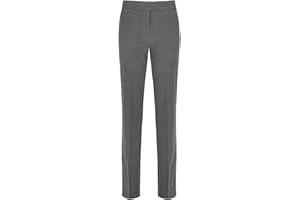 KNWER CLOTHING Girls Trousers Slim Fit Leg Kids School Uniform Pants Half Elasticated Waist Pull Up Bottoms Office Skinny Cotton Stretch Jegging Legging