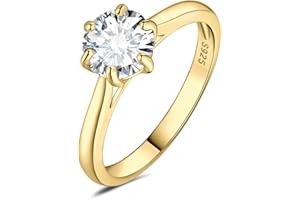 JewelryPalace 0.5-3ct Classico Anello Solitario Donna Argento 925 con Creato Moissanite, Diamante Simulato Anelli con Pietra Rotonda, Semplice Fedine Fidanzamento in Tre Ori Set Gioielli Donna
