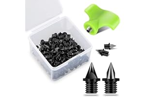 Nuolifee 1/4 Inch Track Spikes, 100 Pieces Steel Track Shoe Spikes Replacements and Spike Wrench for Sports Running Track Shoes