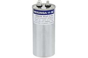 VEXUNGA Condensador 80uF 80 MFD 370VAC 440VAC 450VAC 50/60Hz Redondo Condensadores de Arranque AC CBB65 para Aire Acondicionado Motore y Motor del Ventilador