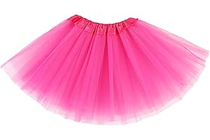 QUILAX Tutú rosa, falda de tul de 3 capas para baile de bailarina, tutú de cintura elástica para niñas y mujeres, falda rave para Halloween, Navidad, tutú de baile, disfraz de fiesta