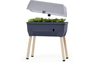‎GUSTA GARDEN GUSTA GARDEN Sammy Salad Hochbeet Anthrazit - Hochbeet Balkon & Garten - Abnehmbare Haube & Bewässerungssystem - 15L Wassertank & 40L Erdvolumen