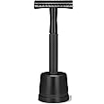 NALACAL Double Edge Safety Razor, Single Blade Razor for Men with Razor Stand, Eco-Friendly Men's Safety Shaving Razors, made from Durable Materials, Ideal Eco Friendly Gifts for Men (Black)