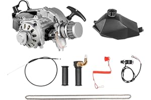 NIGORIY 2 Takt Pocket Bike Motor, 49.85cc Dirt Bike Motoren, 1.9kw/7000rpm mit Luftkühlsystem, 3PS Benzinmotor 1,2-Liter-Tank, 180kg Tragfähigkeit Mini-Motor, für Beach Bike, ATV, Pocket Quad