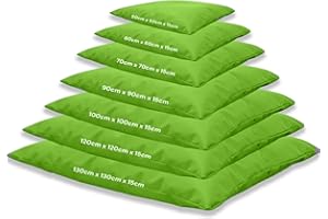 Kosiproducts Beanbag Floor Square Cushions Pillow indoor outdoor garden Water Resistant 100% Polyester [60cmx60cm, Lime Green]